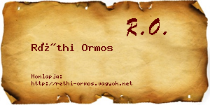Réthi Ormos névjegykártya